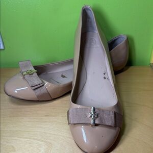 Tory Burch Nude Flats with Bow Detail